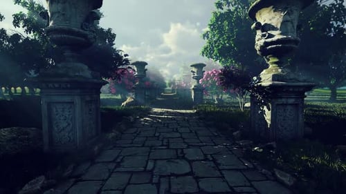 Park Alley And Sculptural Elements