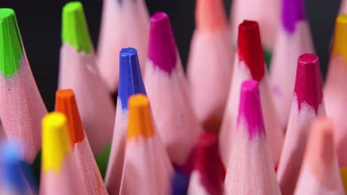 Tips Of Colored Pencils Macro Shot Sketching or School Concept Macro Shot