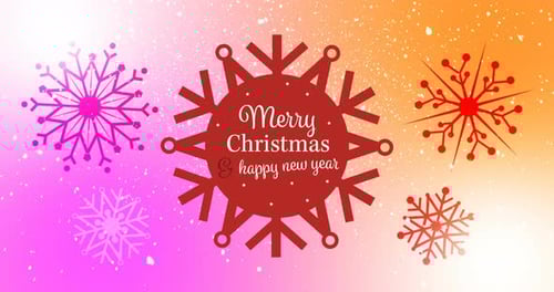 Festive Animated Background with Colorful Snowflakes and Christmas Message