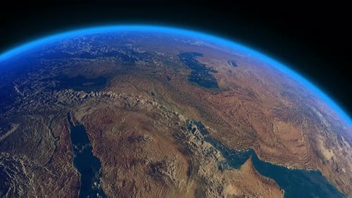 Rotating Earth View from Space with Atmospheric Glow