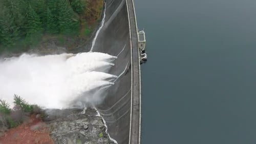 Agua bombeada a través de una presa hidroeléctrica alimentada por gravedad