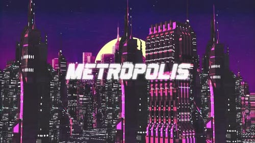 Retro Cyber City Background Metropolis