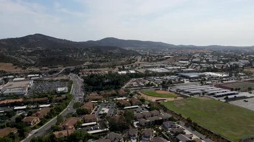 Aerial View of San Marcos Neighborhood with Highway Street Factories