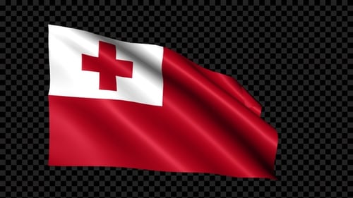 Tonga Flag Realistic Waving Loop with Alpha Channel