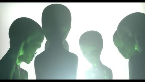 Des extraterrestres observent avec un feu vert