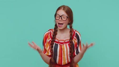 Redhead Girl Screams From Stress Tension Problems Feels Horror Hopelessness Fear Surprise Shock Rage