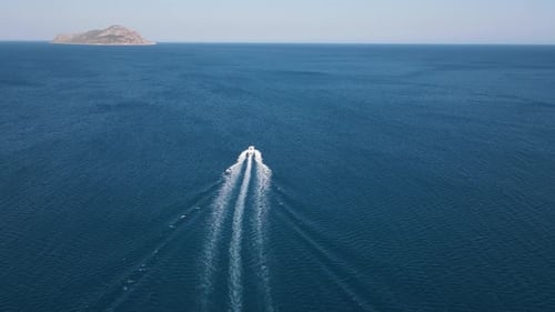 Speedboat Island Drone Blue Waters