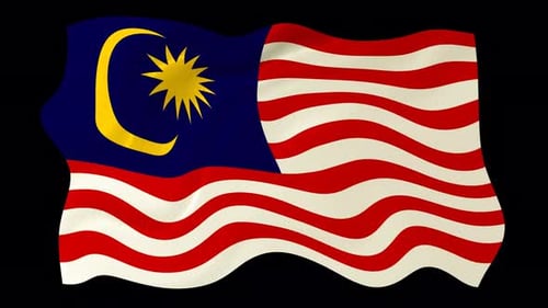 Waving Malaysian Flag Animation Loop with Alpha Channel