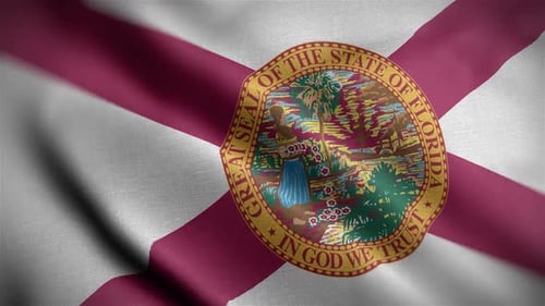Florida State Flag Waving with Official Seal