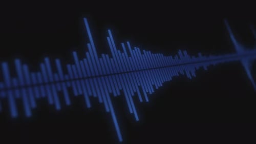 Audio de forma de onda azul minimalista aislado sobre fondo negro