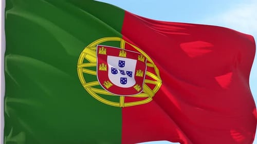 Portugal National Flag Waving Seamless Loop