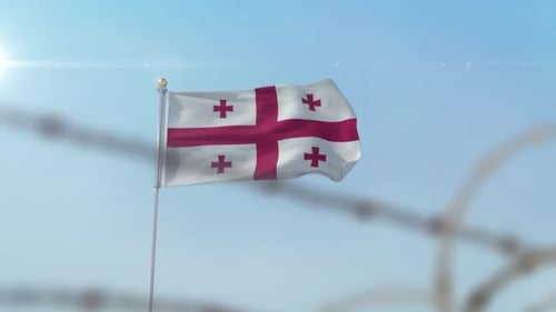 Georgia Flag Behind Border