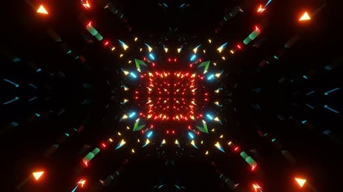 Flying Through the Neon Lights of a Sparkling Tunnel