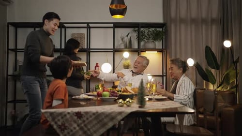 Generational Family Celebration Around the Dinner Table
