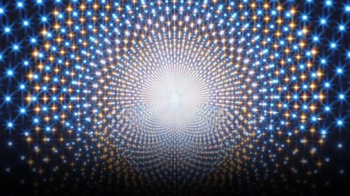 Abstract Light Tunnel Journey with Glowing Stars Motion Background