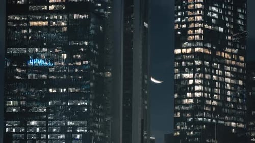 Skyscrapers Light Up the Nighttime Cityscape