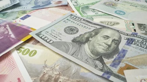 Variety of International Paper Currency Close Up
