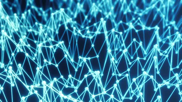 a dynamic background of geometric objects randomly moving in space ...