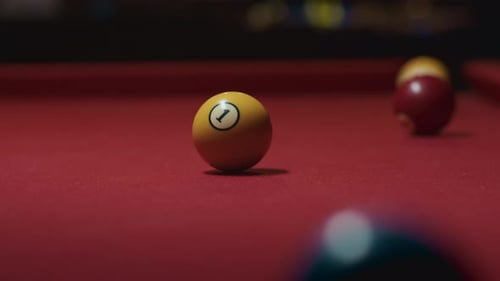 Close Up Shot of 1 Yellow Ball in Billiard Game