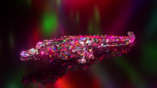 Abstract Crystal Crocodile Animated in Colorful Prismatic Light