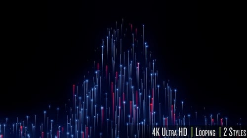 4K Digital Neon Glowing Line Particles Raising Up Backdrop Loop