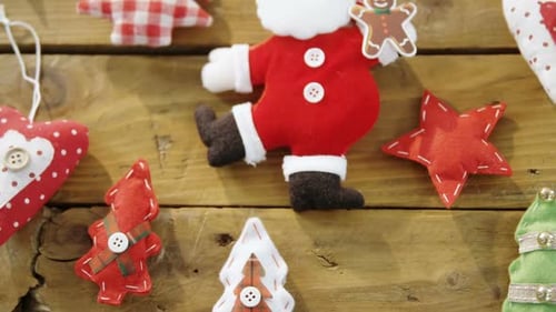 Festive Christmas Decorations on a Wooden Table