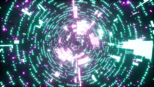 Glowing Binary Number Sci Fi Tunnel 4K 02