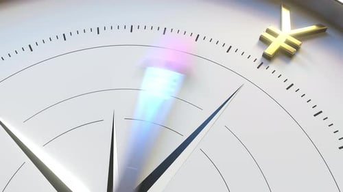 Compass Arrow Turns Towards JPY Yen Symbol