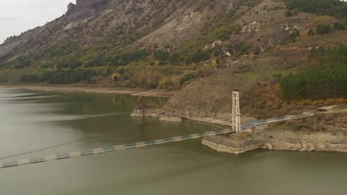 Old Pedestrian Rope Bridge From Aerial 2
