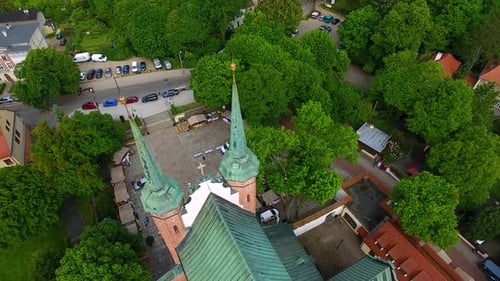 Aerial view of the Oliwa park in Sopot, Poland