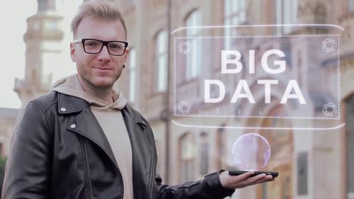 Futuristic Holographic Interface Displaying Big Data