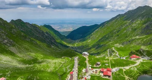 aerial hyperlapse of winding transfagarasan road