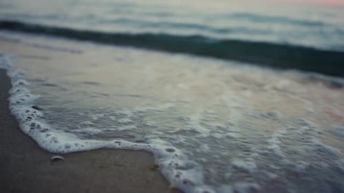 Blue Sea Waves Water Splashing Coastline in Slow Motion
