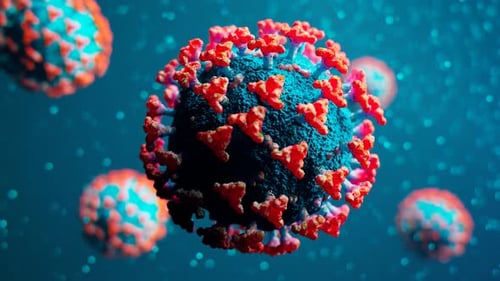 Rotating 3D Coronavirus Microscopic View
