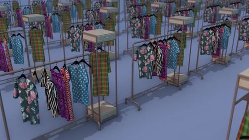 A Lot Of Market Rack Clothes In A Row 4K