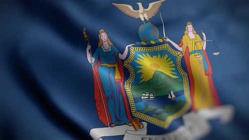 Waving New York State Flag Emblem