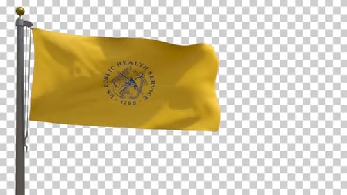 United States Public Health Service on Flagpole with Alpha Channel - 4K