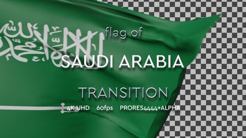 Realistic Saudi Arabia Flag Waving Alpha Channel