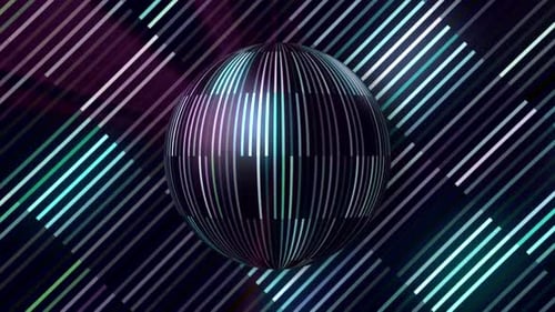 Abstract Glowing Sphere with Neon Lines Digital Background