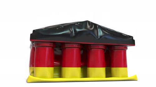 Inflatable German Bank Building Inflation and Deflation Animation