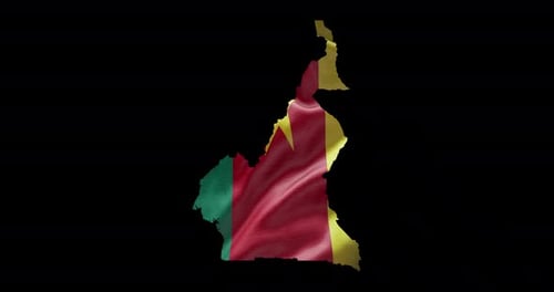 Cameroon Map with Waving Flag Animation