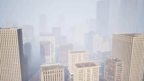 Hazy Aerial Cityscape Modern Corporate Background Animation