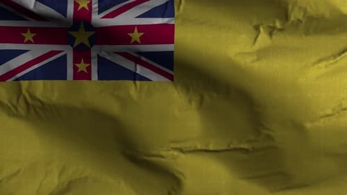 Niue Flag Waving Animation with Realistic Fabric Texture