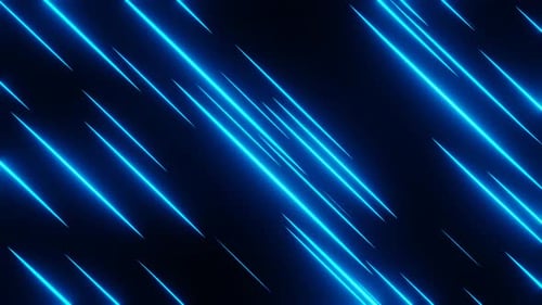 Abstract Neon Blue Diagonal Light Lines Moving Background Loop