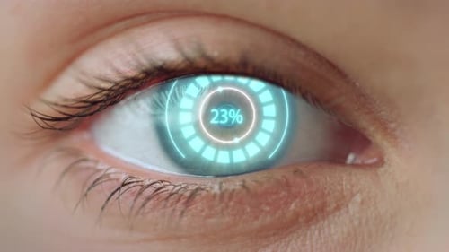 Close Up Eye Access System Analysing Biometrics Granting Connection Concept