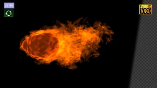 Animated Fiery Sphere with Dynamic Flame Trail Alpha Channel
