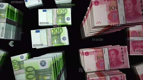 Euro and Chinese Yuan Renminbi money exchange loop