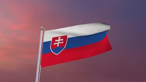 Slovakia National Flag Waving in the Wind
