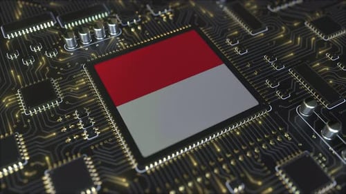 Bandera nacional de Indonesia en el chipset operativo