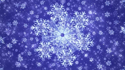 Sparkling Blue Snowflakes Winter Holiday Background Loop